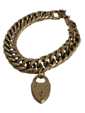 STELLA & DOT Heart Lock Bracelet in Antique Gold